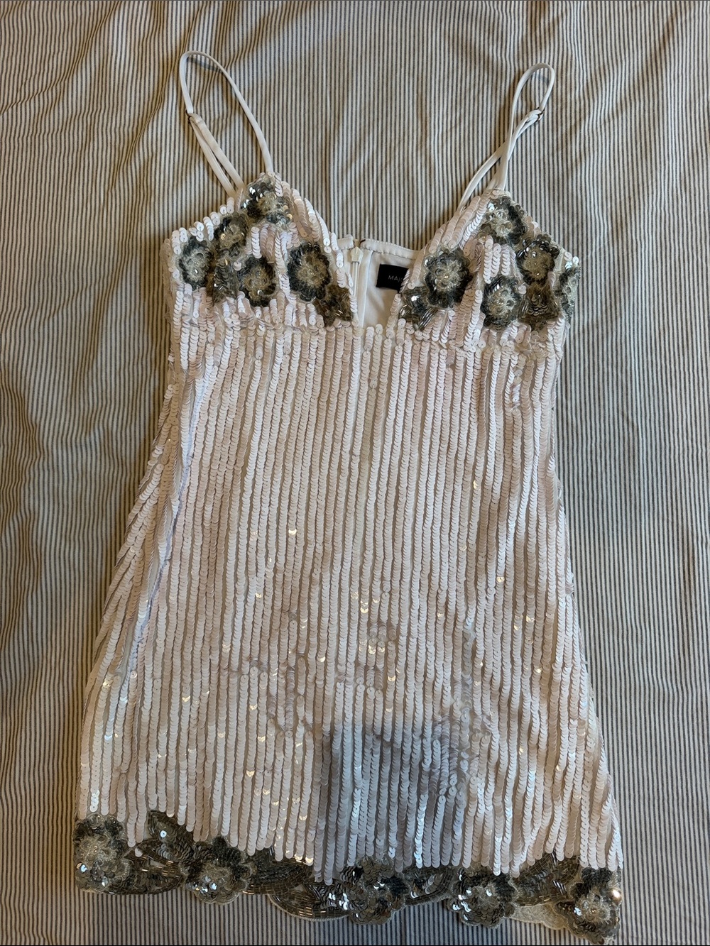 MAJORELLE Ivory Sequin Embellished Slip Dress